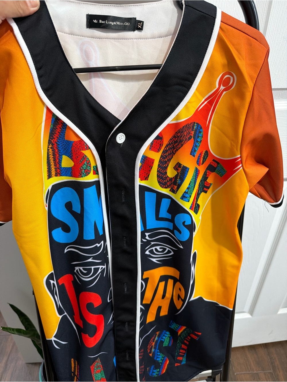 Orange Graphic Baseball Shirt “biggie smalls is the illest”